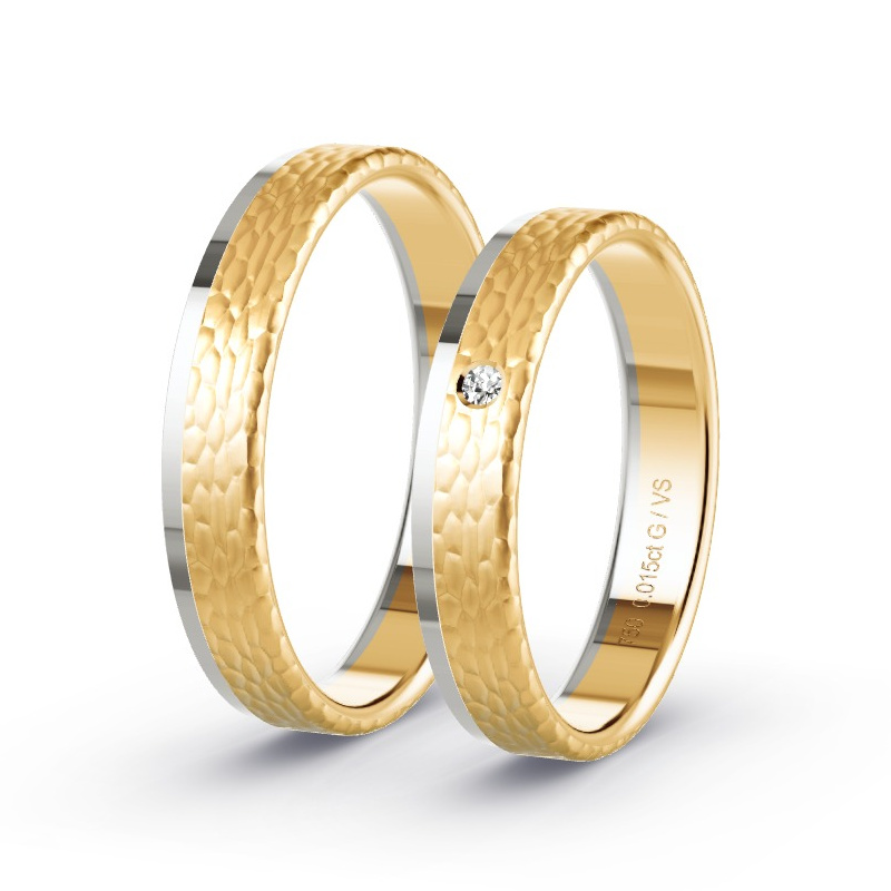 Wedding Rings Apricot Gold/Grey Gold - 0.015ct Diamonds - Model N°1643 Wedding Rings Apricot Gold/Grey Gold - 0.015ct Diamonds - Model N°1643