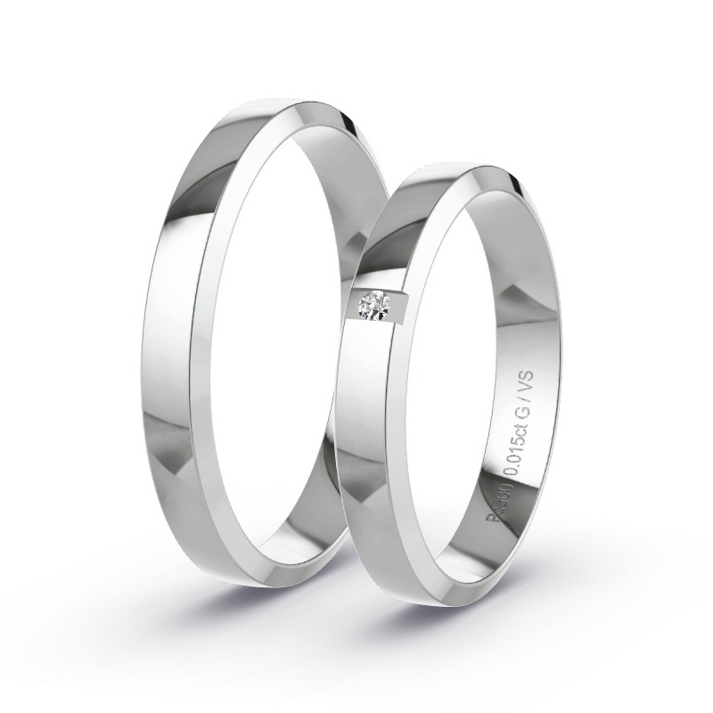 Wedding Rings Palladium - 0.015ct Diamonds - Model N°1644 Wedding Rings Palladium - 0.015ct Diamonds - Model N°1644