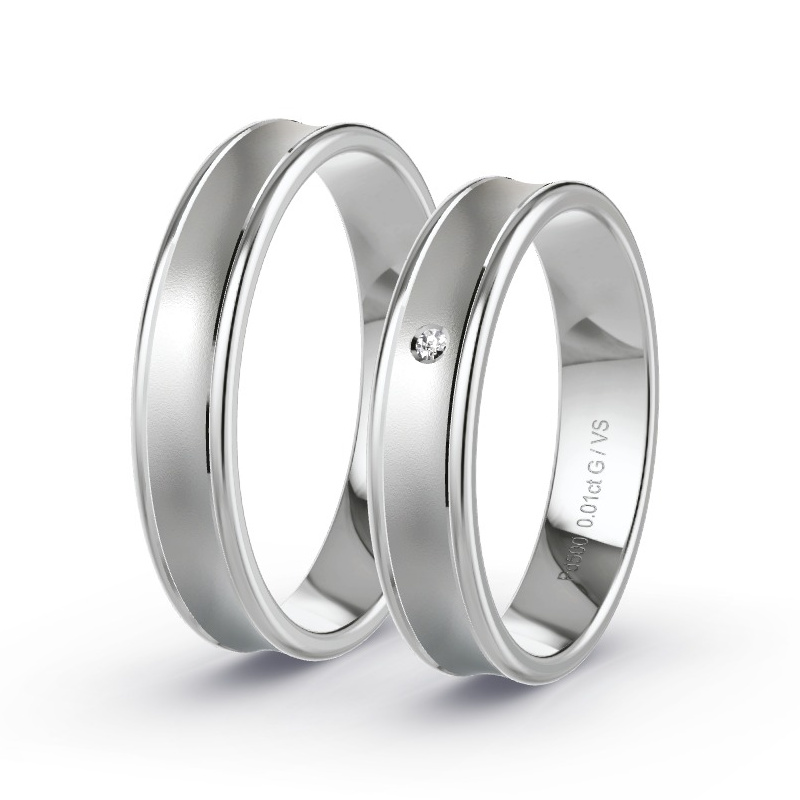 Wedding Rings Palladium - 0.015ct Diamonds - Model N°1645 Wedding Rings Palladium - 0.015ct Diamonds - Model N°1645