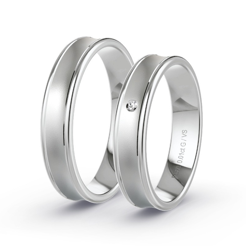 Wedding Rings Platinum content - 0.015ct Diamonds - Model N°1645 Wedding Rings Platinum content - 0.015ct Diamonds - Model N°1645