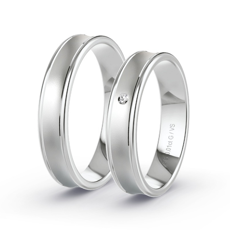 Wedding Rings White Gold - 0.015ct Diamonds - Model N°1645 Wedding Rings White Gold - 0.015ct Diamonds - Model N°1645
