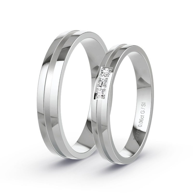Wedding Rings Palladium - 0.06ct Diamonds - Model N°1646 Wedding Rings Palladium - 0.06ct Diamonds - Model N°1646