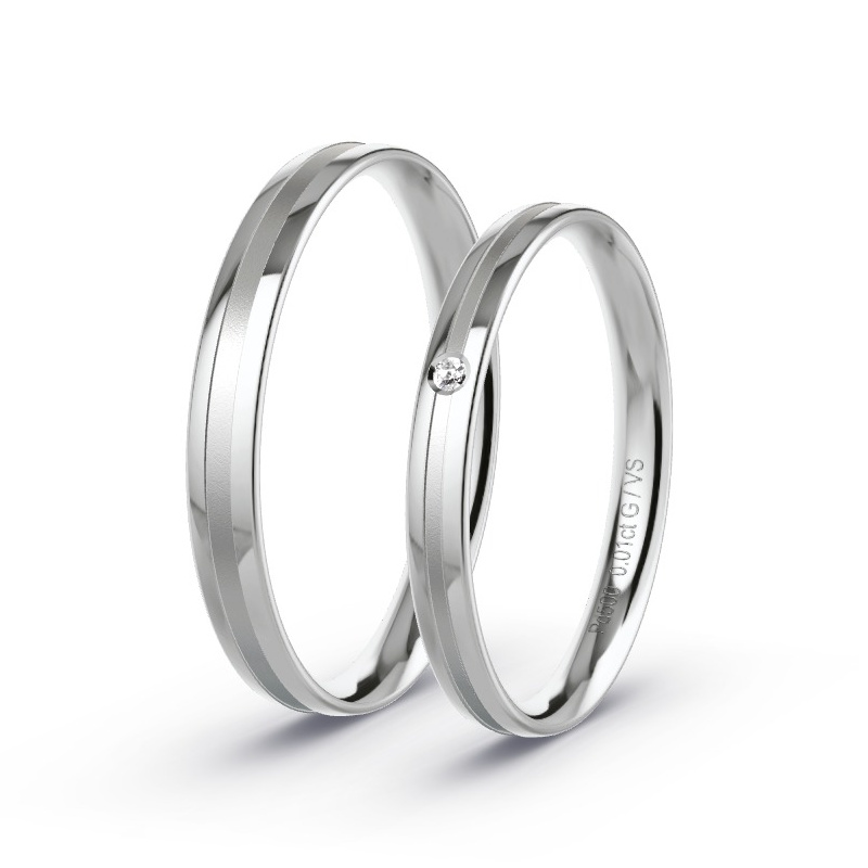 Wedding Rings Palladium - 0.01ct Diamonds - Model N°1647 Wedding Rings Palladium - 0.01ct Diamonds - Model N°1647