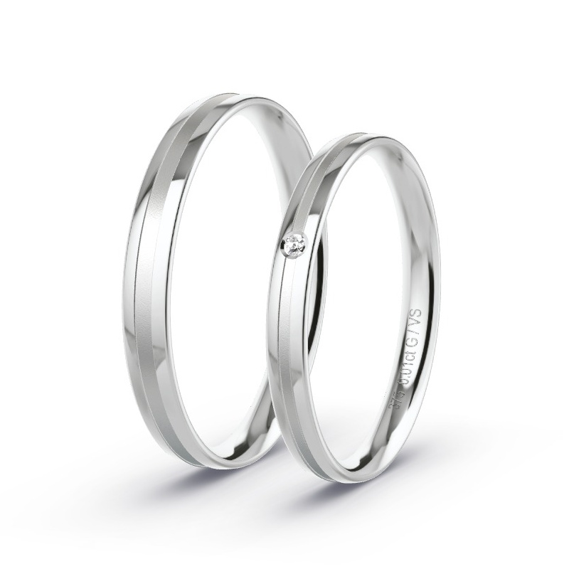 Wedding Rings White Gold - 0.01ct Diamonds - Model N°1647 Wedding Rings White Gold - 0.01ct Diamonds - Model N°1647