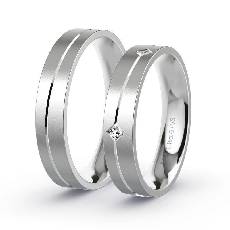 Wedding Rings Palladium - 0.15ct Diamonds - Model N°1648 Wedding Rings Palladium - 0.15ct Diamonds - Model N°1648