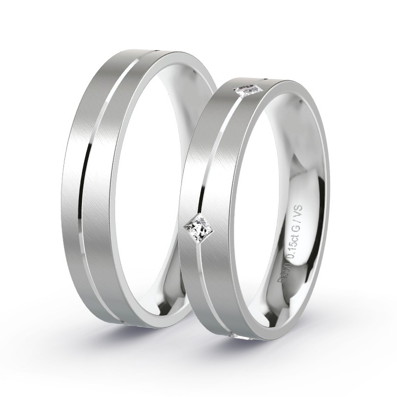 Wedding Rings Platinum content - 0.15ct Diamonds - Model N°1648 Wedding Rings Platinum content - 0.15ct Diamonds - Model N°1648