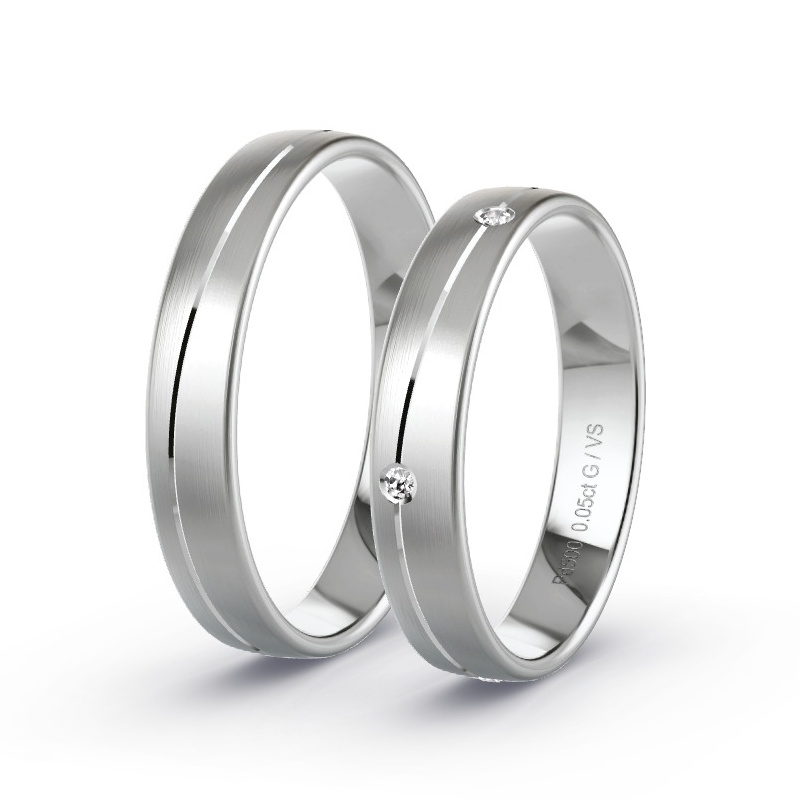 Wedding Rings Palladium - 0.05ct Diamonds - Model N°1649