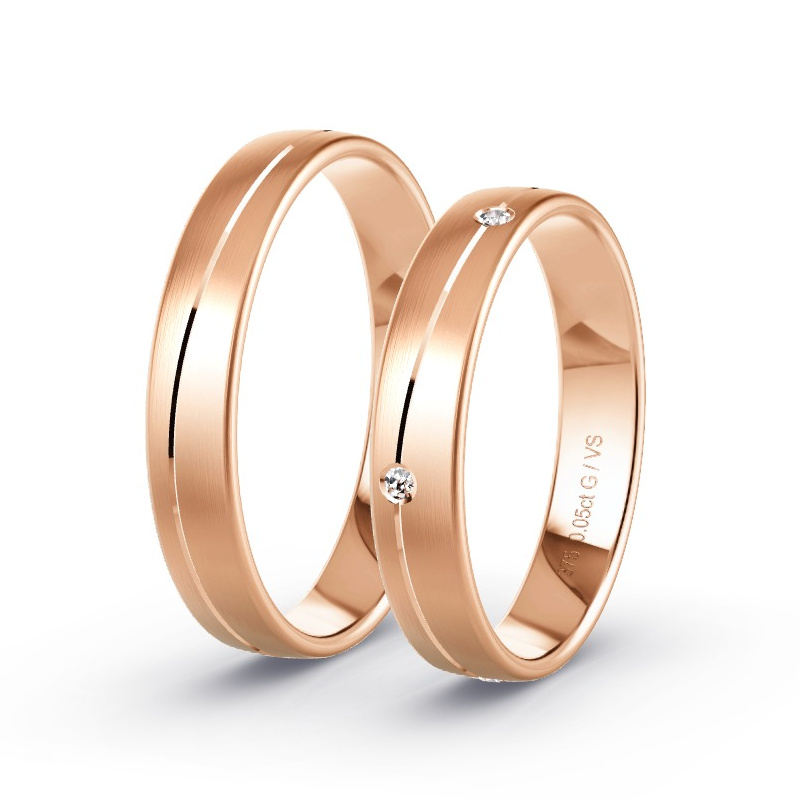 Wedding Rings Rose Gold - 0.05ct Diamonds - Model N°1649