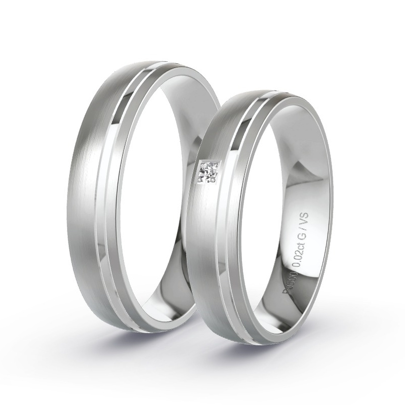 Wedding Rings Palladium - 0.02ct Diamonds - Model N°1650 Wedding Rings Palladium - 0.02ct Diamonds - Model N°1650