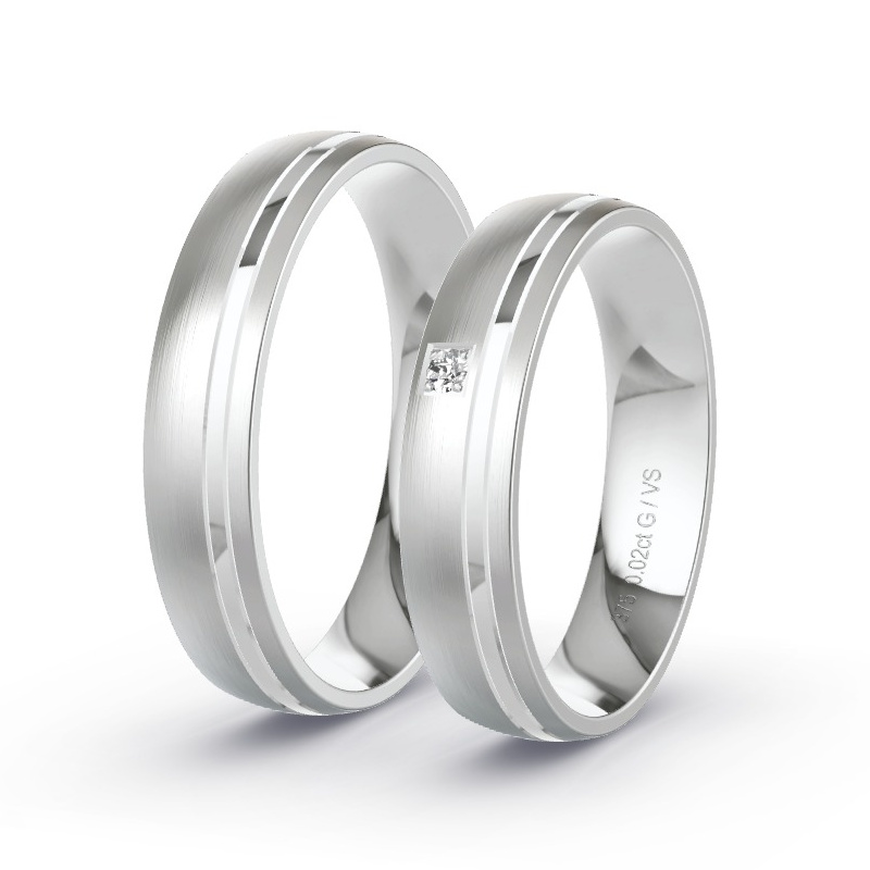 Wedding Rings White Gold - 0.02ct Diamonds - Model N°1650 Wedding Rings White Gold - 0.02ct Diamonds - Model N°1650