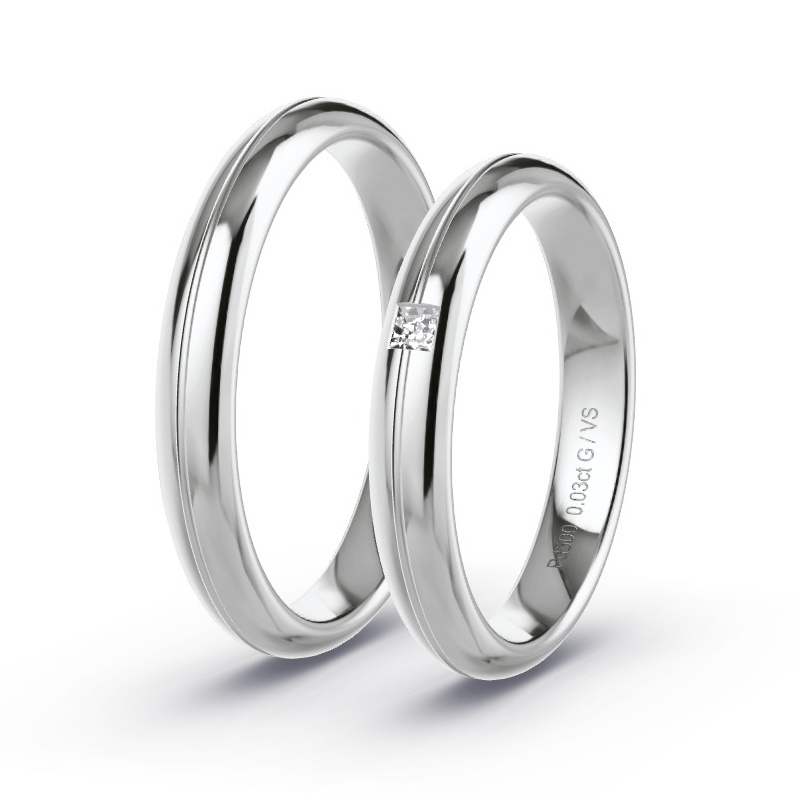 Wedding Rings Palladium - 0.03ct Diamonds - Model N°1651 Wedding Rings Palladium - 0.03ct Diamonds - Model N°1651