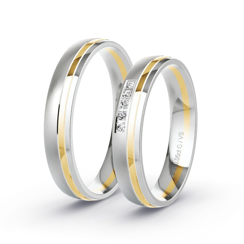 Wedding Rings Yellow Gold/White Gold - 0.05ct Diamonds - Model N°1652 Wedding Rings Yellow Gold/White Gold - 0.05ct Diamonds - Model N°1652