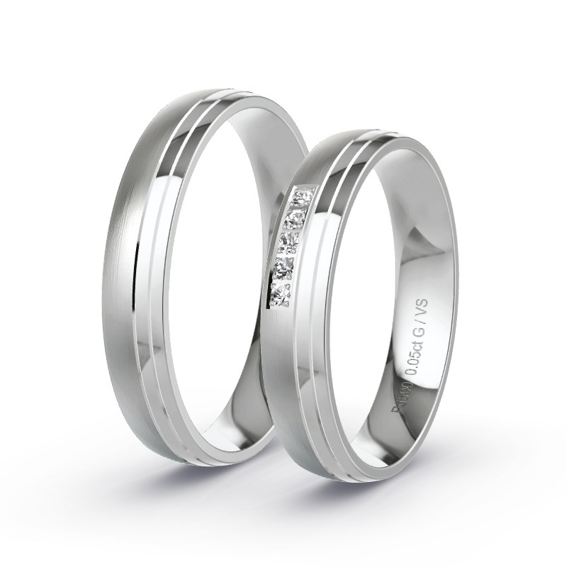 Wedding Rings Palladium - 0.05ct Diamonds - Model N°1652 Wedding Rings Palladium - 0.05ct Diamonds - Model N°1652