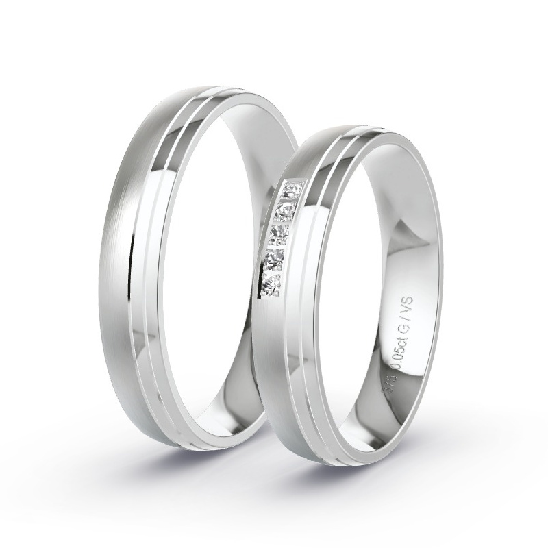 Wedding Rings White Gold - 0.05ct Diamonds - Model N°1652 Wedding Rings White Gold - 0.05ct Diamonds - Model N°1652