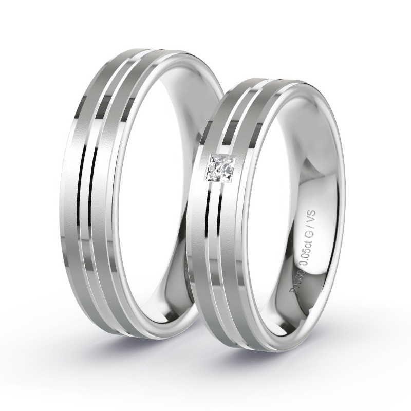 Wedding Rings Palladium - 0.05ct Diamonds - Model N°1653 Wedding Rings Palladium - 0.05ct Diamonds - Model N°1653