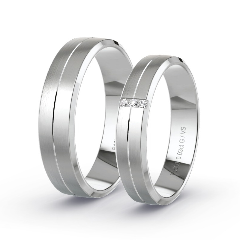 Wedding Rings Palladium - 0.03ct Diamonds - Model N°1654 Wedding Rings Palladium - 0.03ct Diamonds - Model N°1654
