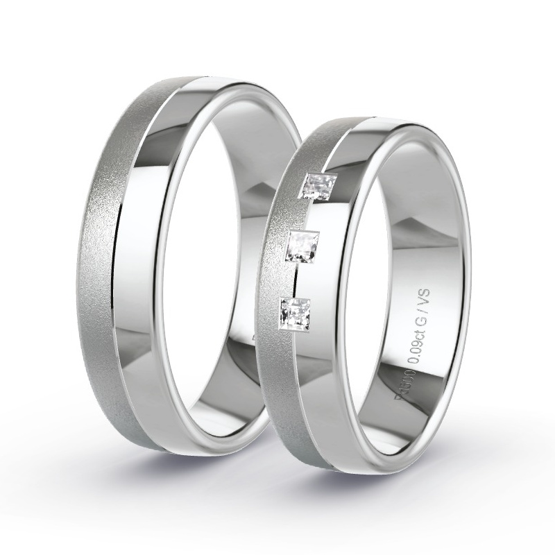 Wedding Rings Palladium - 0.09ct Diamonds - Model N°1655 Wedding Rings Palladium - 0.09ct Diamonds - Model N°1655