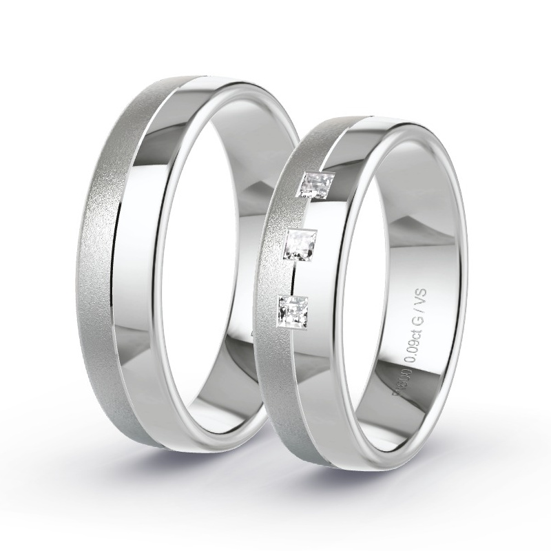 Wedding Rings Platinum content - 0.09ct Diamonds - Model N°1655 Wedding Rings Platinum content - 0.09ct Diamonds - Model N°1655