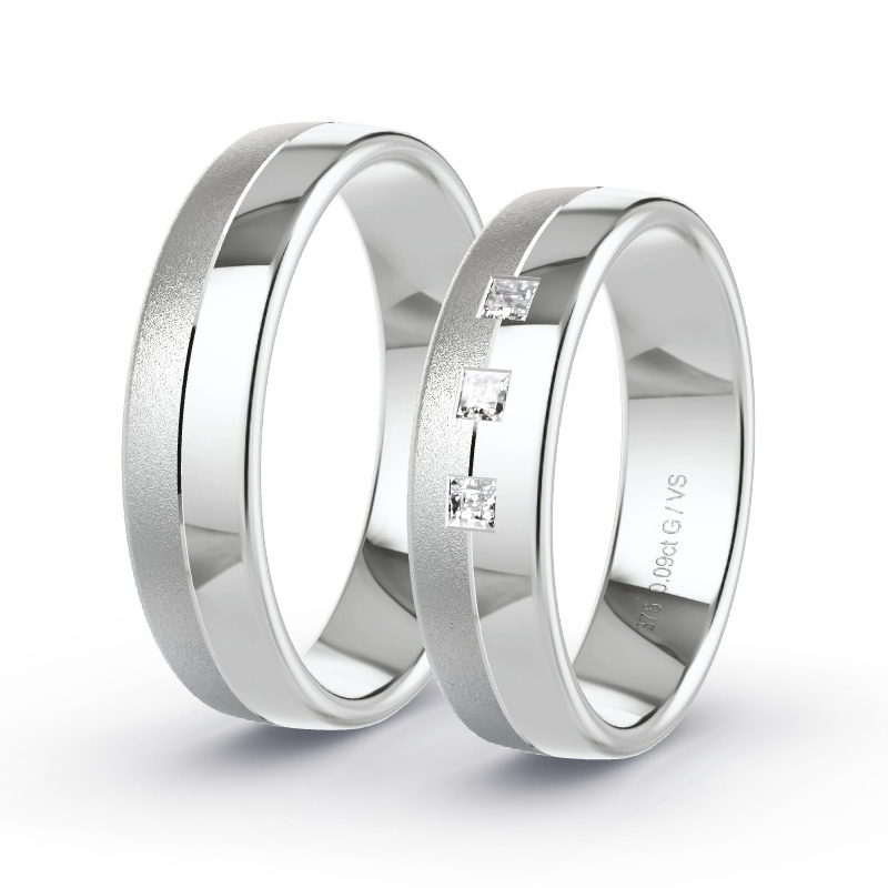 Wedding Rings White Gold - 0.09ct Diamonds - Model N°1655 Wedding Rings White Gold - 0.09ct Diamonds - Model N°1655