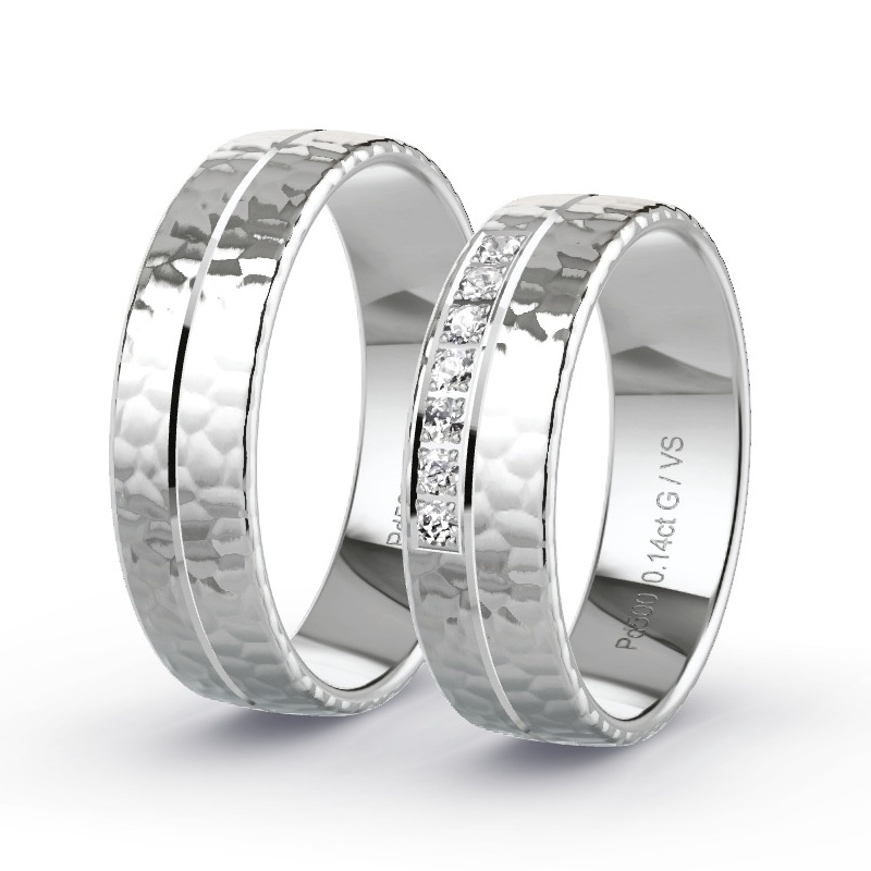 Wedding Rings Palladium - 0.14ct Diamonds - Model N°1656 Wedding Rings Palladium - 0.14ct Diamonds - Model N°1656