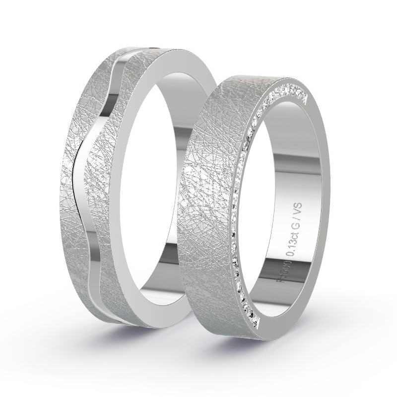 Wedding Rings Palladium - 0.13ct Diamonds - Model N°1657 Wedding Rings Palladium - 0.13ct Diamonds - Model N°1657