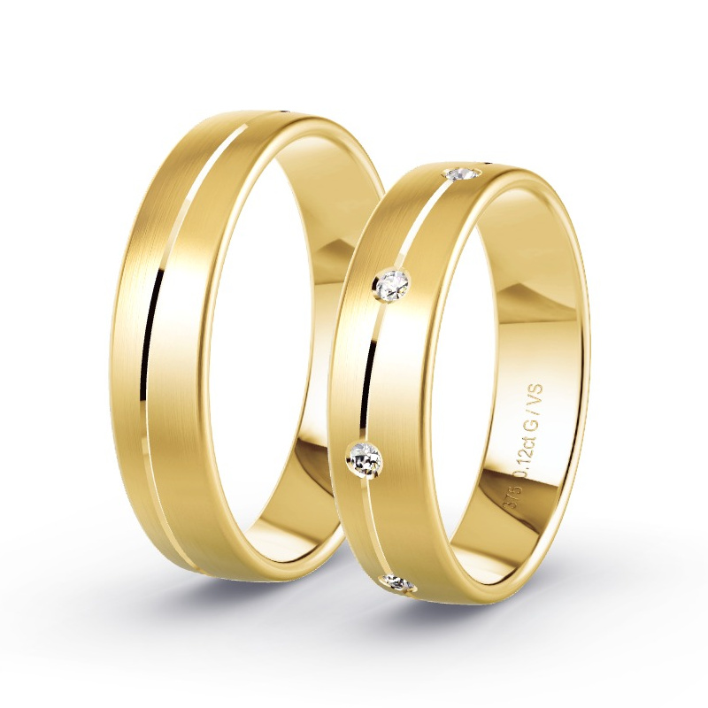 Wedding Rings Yellow Gold - 0.12ct Diamonds - Model N°1659 Wedding Rings Yellow Gold - 0.12ct Diamonds - Model N°1659