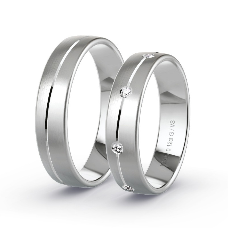 Wedding Rings Palladium - 0.12ct Diamonds - Model N°1659 Wedding Rings Palladium - 0.12ct Diamonds - Model N°1659