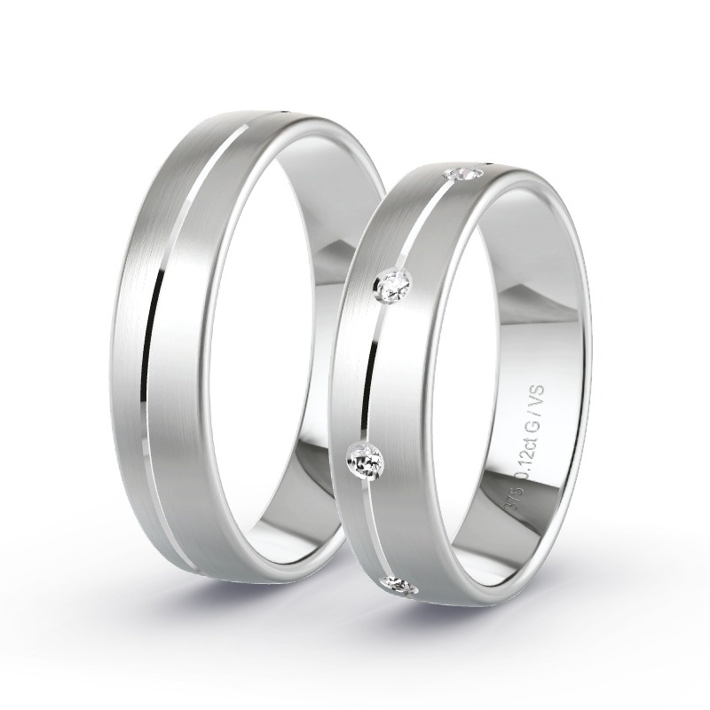 Wedding Rings White Gold - 0.12ct Diamonds - Model N°1659 Wedding Rings White Gold - 0.12ct Diamonds - Model N°1659