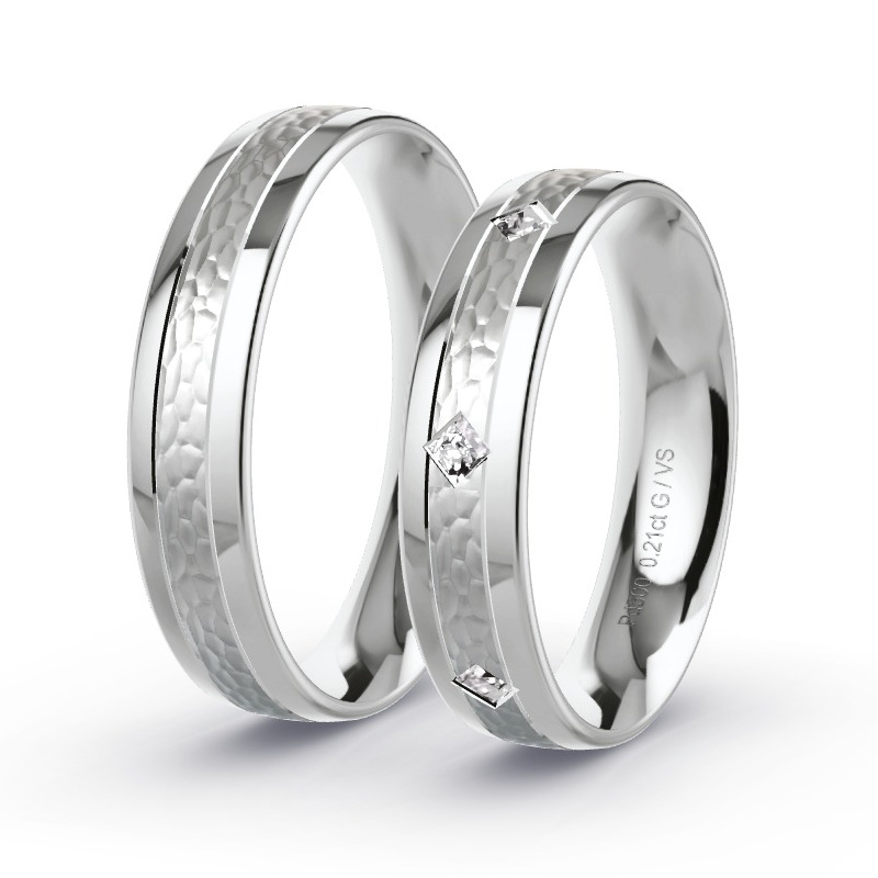 Wedding Rings Palladium - 0.21ct Diamonds - Model N°1661 Wedding Rings Palladium - 0.21ct Diamonds - Model N°1661