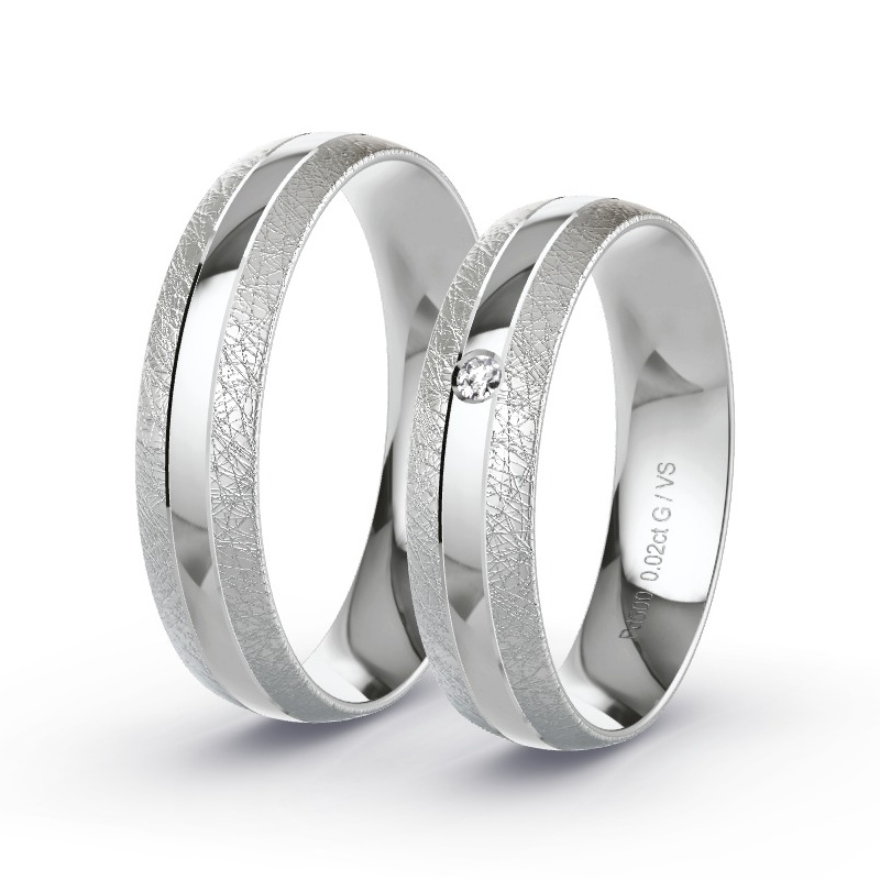 Wedding Rings Palladium - 0.02ct Diamonds - Model N°1662 Wedding Rings Palladium - 0.02ct Diamonds - Model N°1662