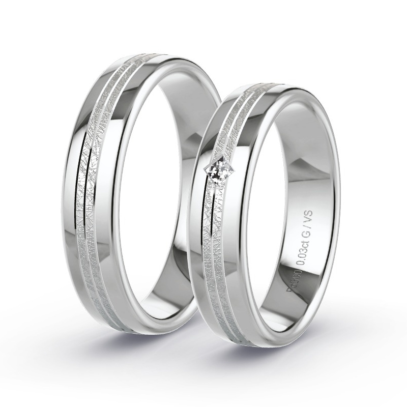 Wedding Rings Palladium - 0.03ct Diamonds - Model N°1663 Wedding Rings Palladium - 0.03ct Diamonds - Model N°1663