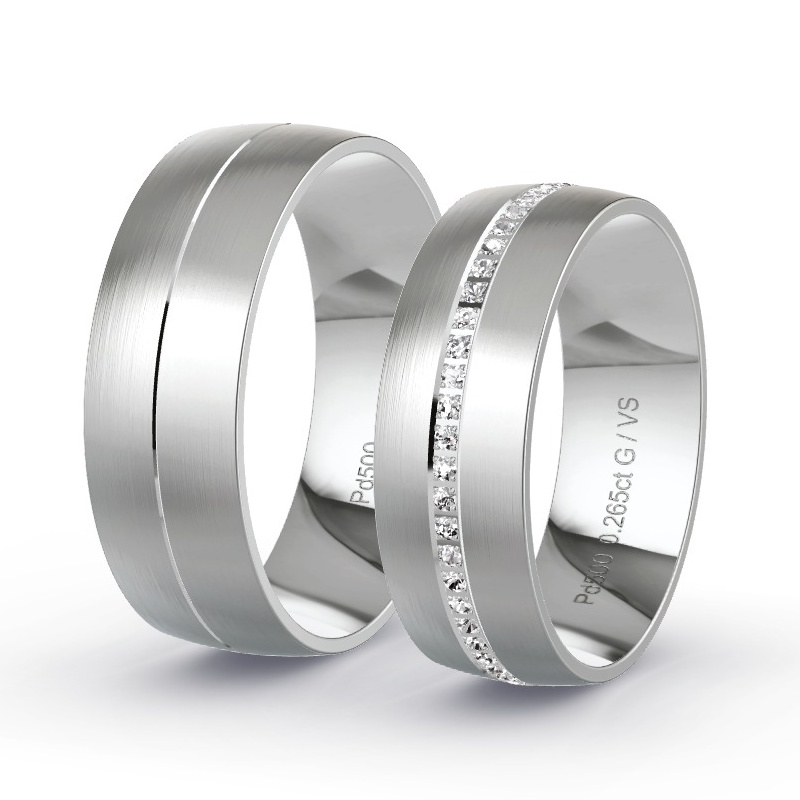 Wedding Rings Palladium - 0.265ct Diamonds - Model N°1664 Wedding Rings Palladium - 0.265ct Diamonds - Model N°1664