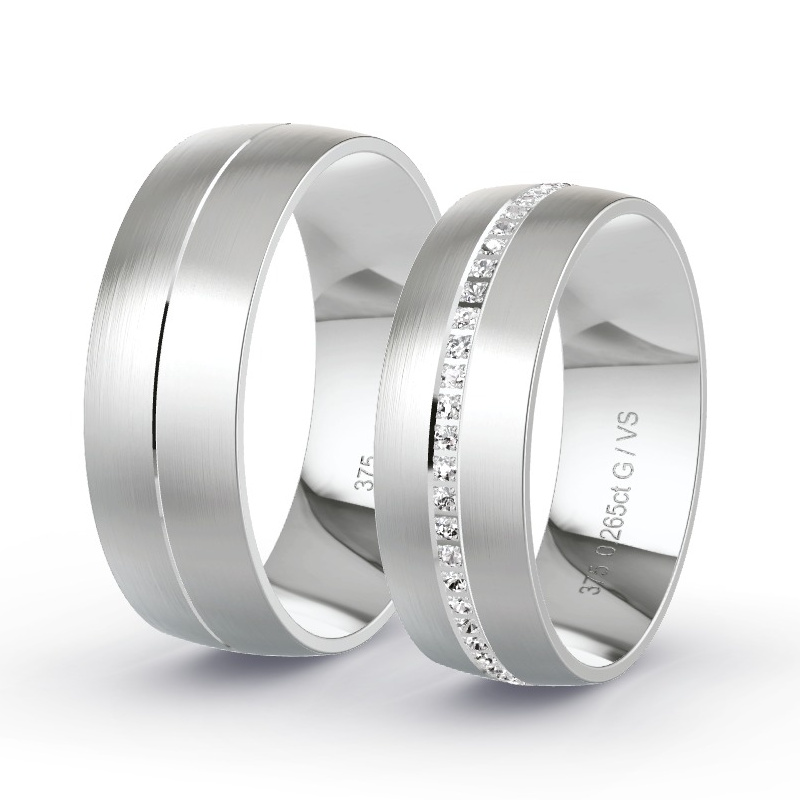 Wedding Rings White Gold - 0.265ct Diamonds - Model N°1664 Wedding Rings White Gold - 0.265ct Diamonds - Model N°1664