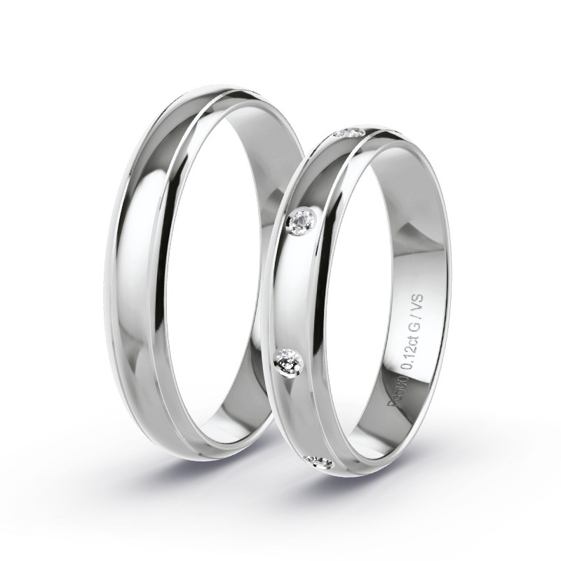 Wedding Rings Palladium - 0.12ct Diamonds - Model N°1665 Wedding Rings Palladium - 0.12ct Diamonds - Model N°1665