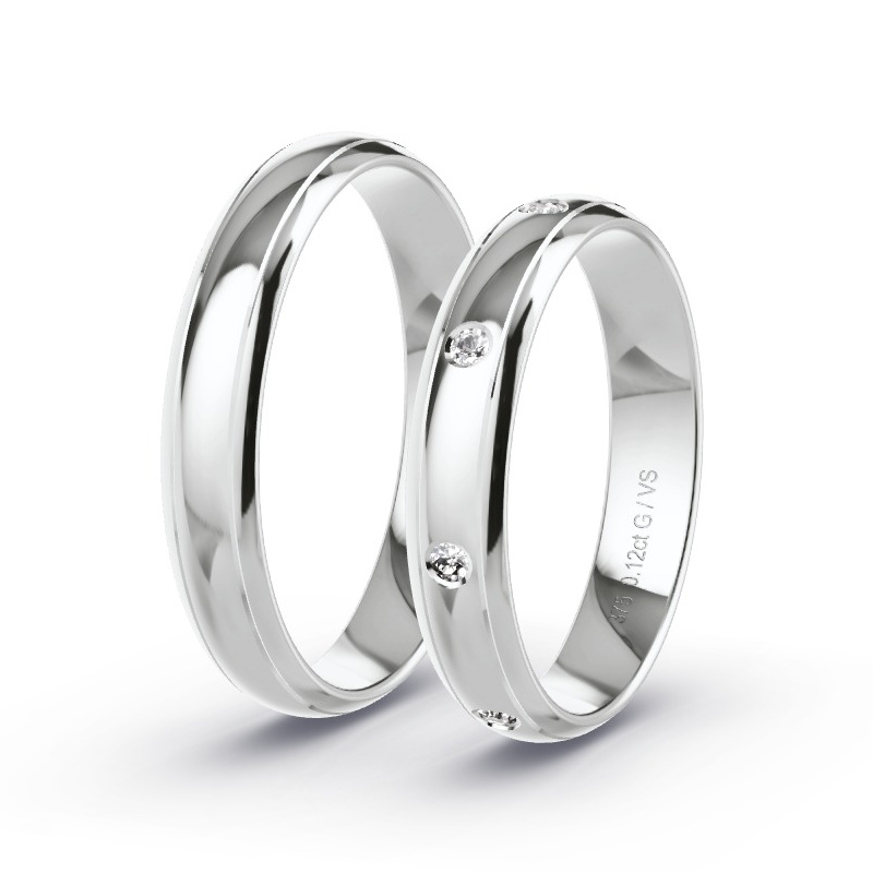 Wedding Rings White Gold - 0.12ct Diamonds - Model N°1665 Wedding Rings White Gold - 0.12ct Diamonds - Model N°1665