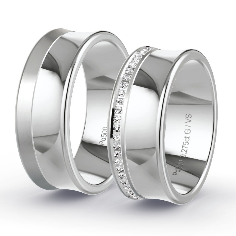 Wedding Rings Palladium - 0.28ct Diamonds - Model N°1666 Wedding Rings Palladium - 0.28ct Diamonds - Model N°1666