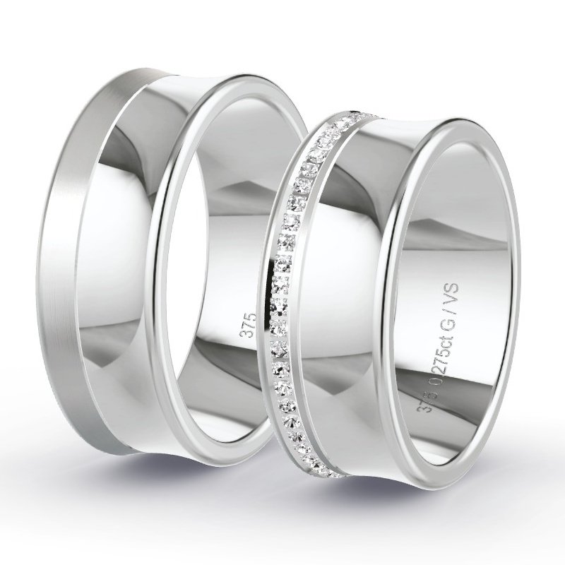 Wedding Rings White Gold - 0.28ct Diamonds - Model N°1666 Wedding Rings White Gold - 0.28ct Diamonds - Model N°1666