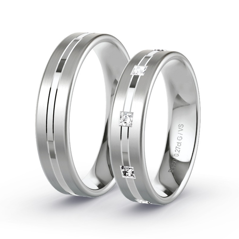 Wedding Rings Palladium - 0.27ct Diamonds - Model N°1667 Wedding Rings Palladium - 0.27ct Diamonds - Model N°1667