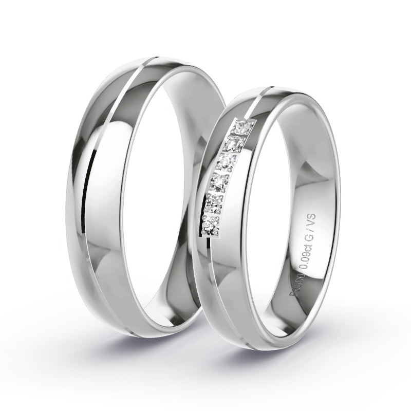 Wedding Rings Palladium - 0.09ct Diamonds - Model N°1668 Wedding Rings Palladium - 0.09ct Diamonds - Model N°1668
