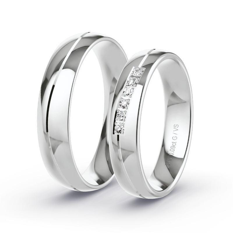 Wedding Rings White Gold - 0.09ct Diamonds - Model N°1668 Wedding Rings White Gold - 0.09ct Diamonds - Model N°1668