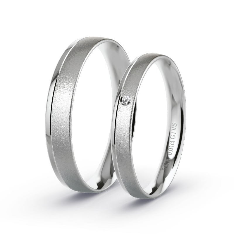 Wedding Rings Palladium - 0.01ct Diamonds - Model N°1669 Wedding Rings Palladium - 0.01ct Diamonds - Model N°1669