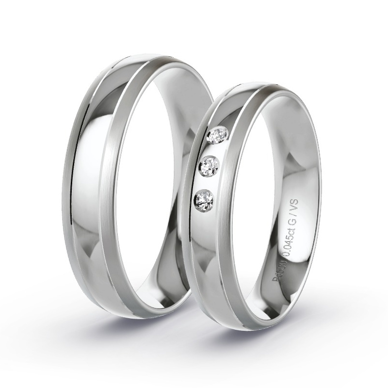 Wedding Rings Palladium - 0.045ct Diamonds - Model N°1670