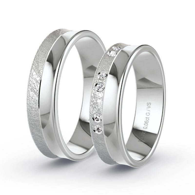 Wedding Rings Palladium - 0.06ct Diamonds - Model N°1671 Wedding Rings Palladium - 0.06ct Diamonds - Model N°1671