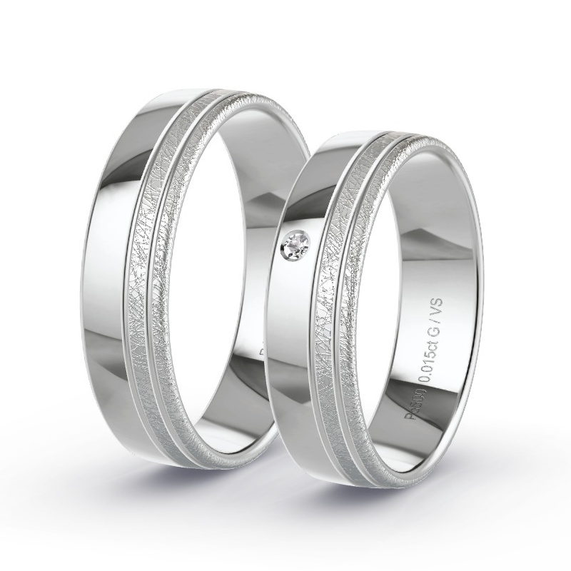 Wedding Rings Palladium - 0.015ct Diamonds - Model N°1672 Wedding Rings Palladium - 0.015ct Diamonds - Model N°1672