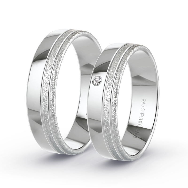 Wedding Rings Platinum content - 0.015ct Diamonds - Model N°1672 Wedding Rings Platinum content - 0.015ct Diamonds - Model N°1672