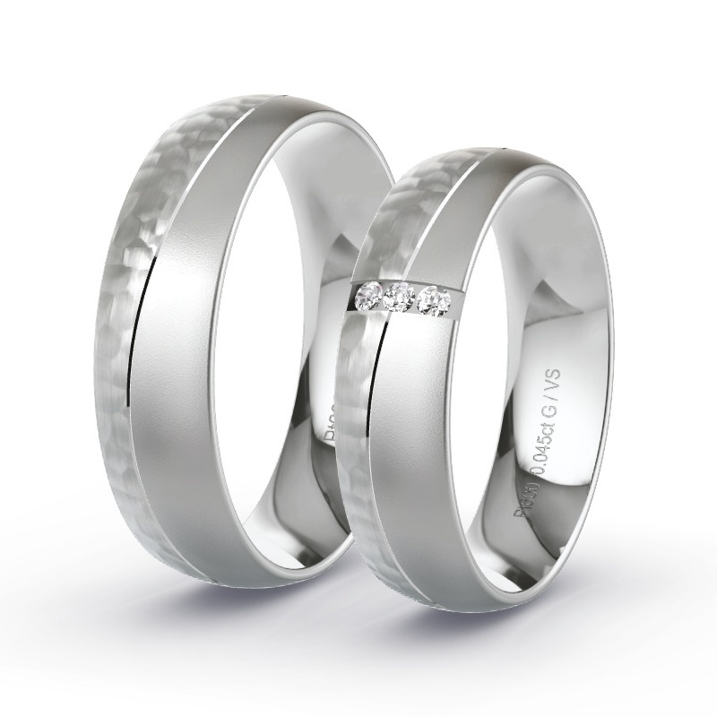 Wedding Rings Platinum content - 0.045ct Diamonds - Model N°1673 Wedding Rings Platinum content - 0.045ct Diamonds - Model N°1673