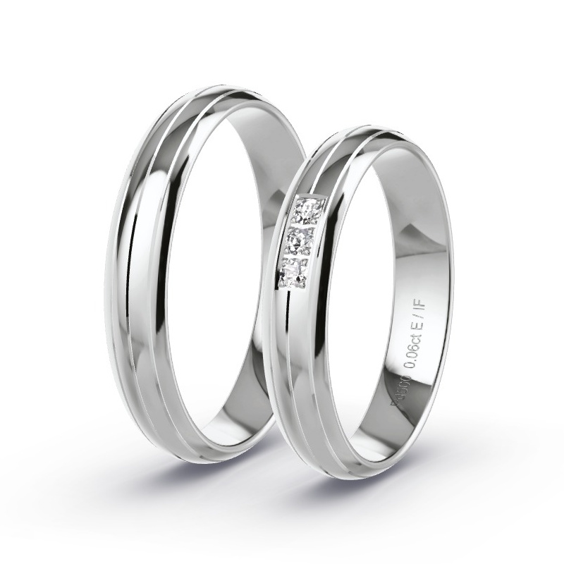 Wedding Rings Palladium - 0.09ct Diamonds - Model N°1674 Wedding Rings Palladium - 0.09ct Diamonds - Model N°1674