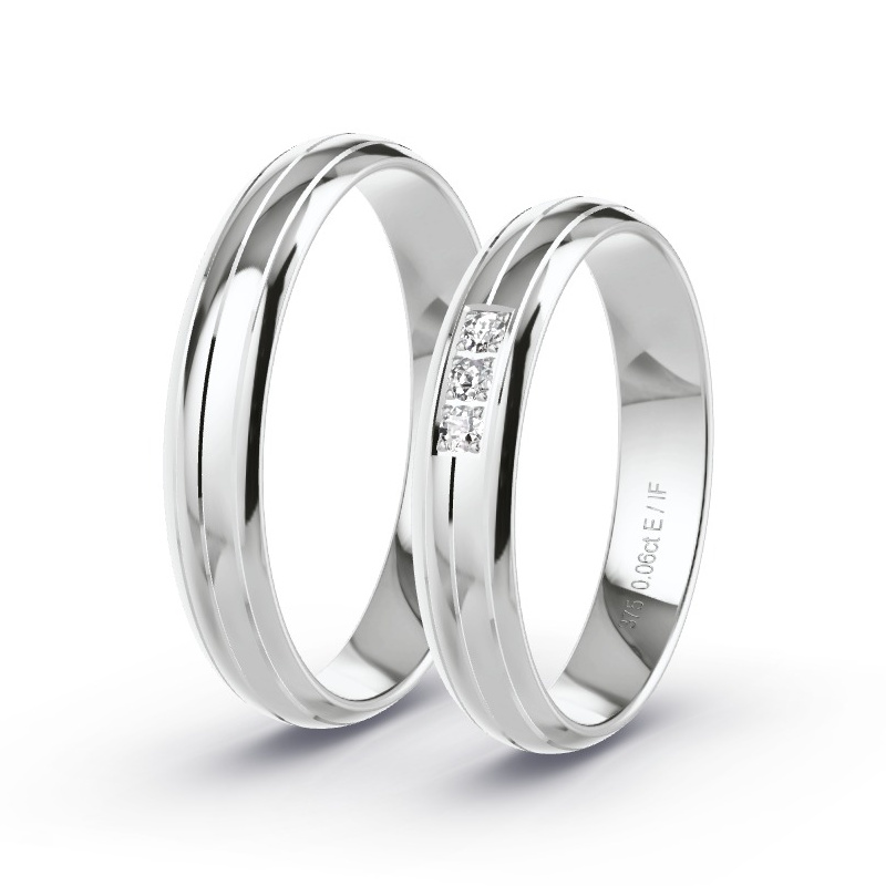 Wedding Rings White Gold - 0.09ct Diamonds - Model N°1674 Wedding Rings White Gold - 0.09ct Diamonds - Model N°1674