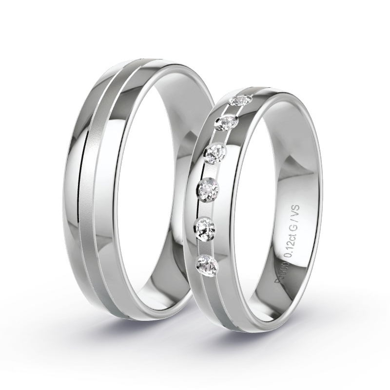 Wedding Rings Palladium - 0.12ct Diamonds - Model N°1675 Wedding Rings Palladium - 0.12ct Diamonds - Model N°1675