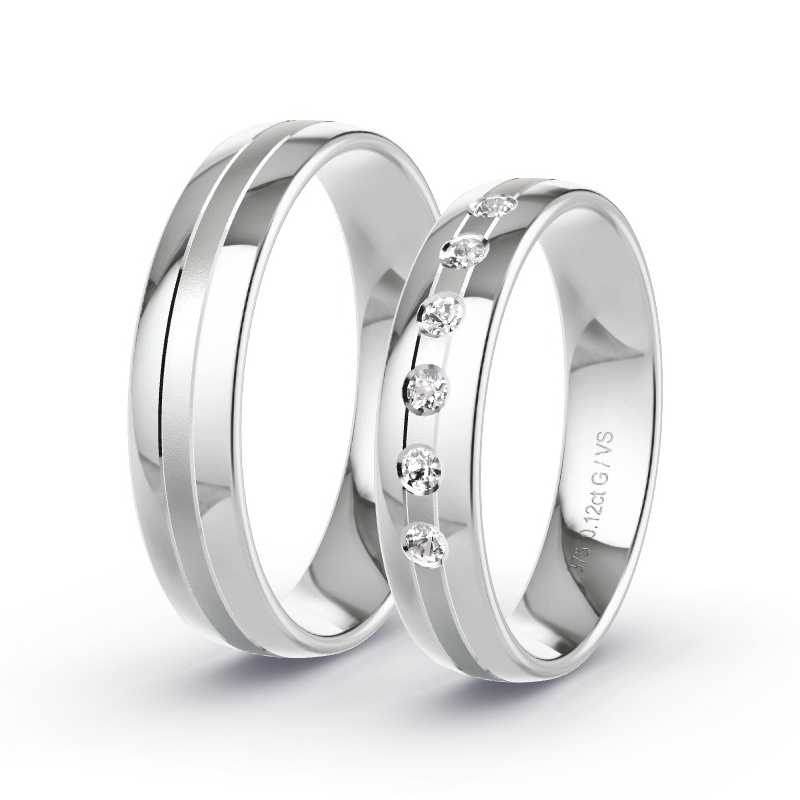 Wedding Rings White Gold - 0.12ct Diamonds - Model N°1675 Wedding Rings White Gold - 0.12ct Diamonds - Model N°1675
